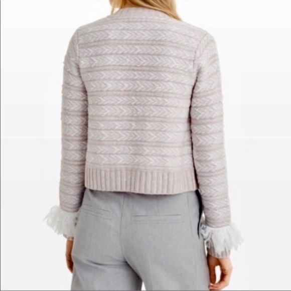 Club Monaco Mahssa Wool Sweater Jacket Size XS Preppy Tweed Fringe - Picture 3 of 8